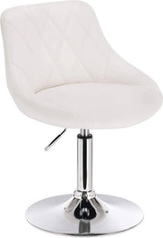 Barkruk Norino deluxe - Industrial - White - Barkrukken set van 1 - Barstoel Kruk - Barstoelen met rugleuning - Keukenstoel - In hoogte verstelbaar - Kunstleer