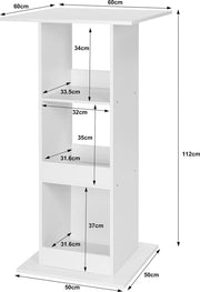 Happyment Bartafel Cardiff - Met opbergruimte - Vierkant - Voor binnen - Keuken - Hout - Metaal - Wit - 60x60x112cm