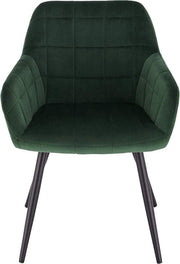 Stoel - Groen Velvet - Zwarte metalen poten - Set van 1 - Zithoogte 47cm - Luxe