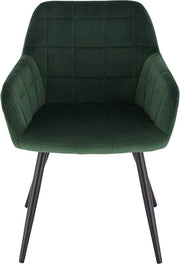 Happyment Stoel Nero - Eetkamerstoel - Donkergroen Velvet - Zwarte Metalen poten - set van 1 - Zithoogte 47cm - deluxe
