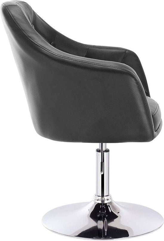 Barkruk Divio Elroy - Industrial Zwart - Barkrukken set van 1 - Barstoel Kruk - Barstoelen met rugleuning - Keukenstoel - In hoogte verstelbaar - Kunstleer