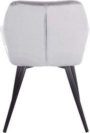 Happyment Stoel Serverino - Eetkamerstoel - Grijs Velvet - Zwarte Metalen poten - set van 1 - Zithoogte 47cm - deluxe
