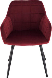 Eetkamerstoel - Donkerrood - Velvet - Zwarte poten - Zithoogte 47cm - Set van 1