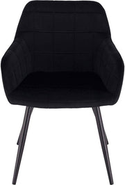 Bolt Edge Eetkamerstoel - Zwart Velvet - Met zwarte poten - Zithoogte 47cm - Set van 1