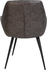 Happyment Eetkamerstoel Gerio - Antraciet - Stoel - Kunstleer - Metalen poten - Set van 1 - Zithoogte 49cm