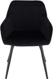 Happyment Stoel Spectral - Eetkamerstoel - Zwart Velvet - Zwarte Metalen poten - set van 1 - Zithoogte 47cm - deluxe