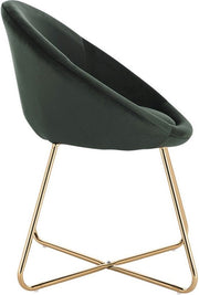 Happyment Bezoekersstoel Ziva - Eetkamerstoel - Groen Velvet - Metalen poten - Set van 1 - Zithoogte 44 cm - Deluxe