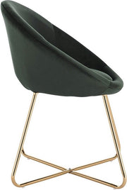 Bezoekersstoel - Groen Velvet - Metalen poten - Set van 1 - Zithoogte 44cm