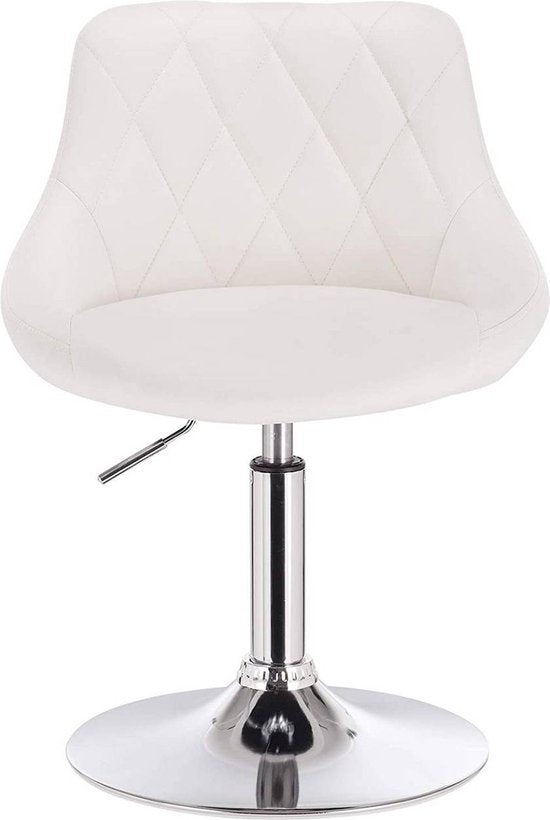 Barkruk Norino deluxe - Industrial - White - Barkrukken set van 1 - Barstoel Kruk - Barstoelen met rugleuning - Keukenstoel - In hoogte verstelbaar - Kunstleer