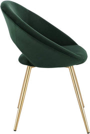 Luxe Velvet Stoel - Groen - Eetkamerstoel - Met armleuning - Vergaderstoel - Gouden Metalen poten - Set van 1 - Zithoogte 47cm