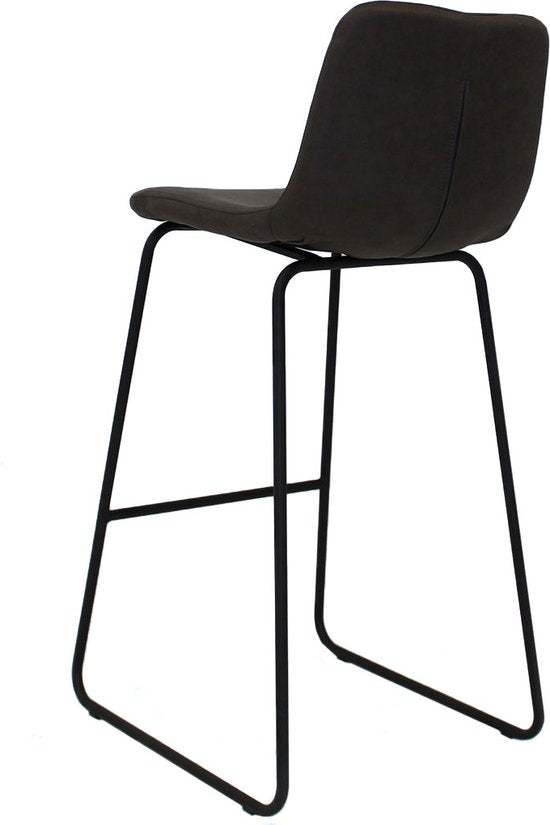Barkruk Chizo - Antraciet - Met rugleuning - Voor Keuken en Bar - Voetsteun - Polyester - Set van 1
