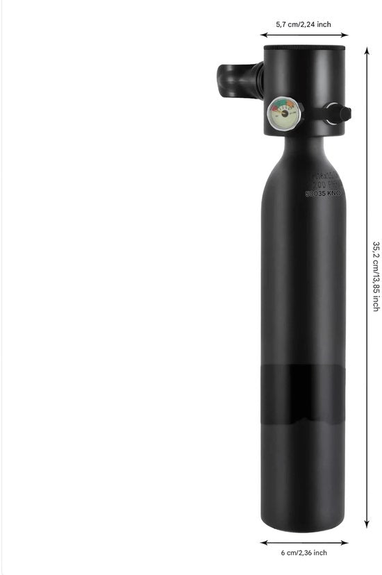 Mini Duiktank - Duikfles - Scuba tank - Watersport - 0,5 Liter - Voor Snorkelen & Onderwateroefeningen - Duikfles met 5-10 Minuten Ademcapaciteit - Compacte Duikcilinderuitrusting