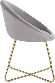Happyment Bezoekersstoel Leri - Eetkamerstoel - Lichtgrijs Velvet - Metalen poten - Set van 1 - Zithoogte 44 cm - Deluxe