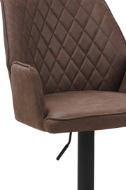 Barkruk Yudi - Met rugleuning en armleuning - Taupe - Modern Design - Voetsteun - Voor Keuken en Bar - Set van 1 - Microvezel