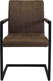 Happyment Eetkamerstoel Valino - Taupe microvezel - Metalen poten - set van 1 - Zithoogte 46cm