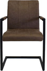 Eetkamerstoel - Taupe Microvezel - Metalen poten - Set van 1 - Zithoogte 46cm