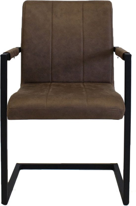 Eetkamerstoel - Taupe Microvezel - Metalen poten - Set van 1 - Zithoogte 46cm