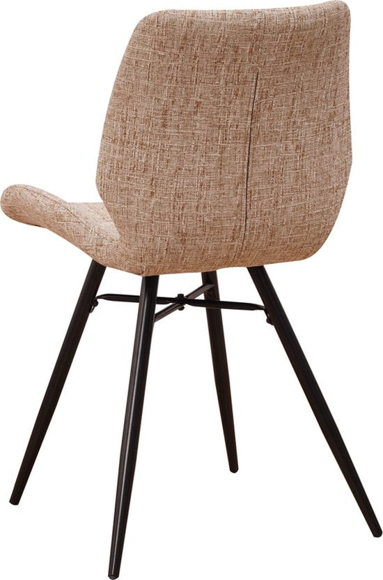 Eetkamerstoel - Chenille bekleding - Hoge rug - Met metalen poten - Stof - Grijs