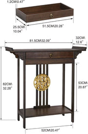 Vintage Vintage consoletafel - Wandtafel met lades - Haltafel - Sidetable - Bruin - 81cm