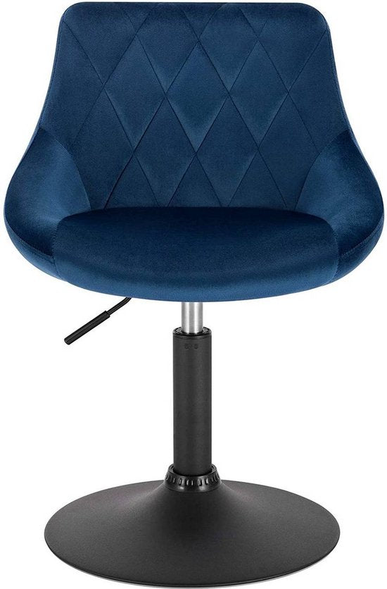 Bolt Edge Barkruk - Industrial - Blauw - Velvet - Verstelbaar - Met rugleuning - Set van 1