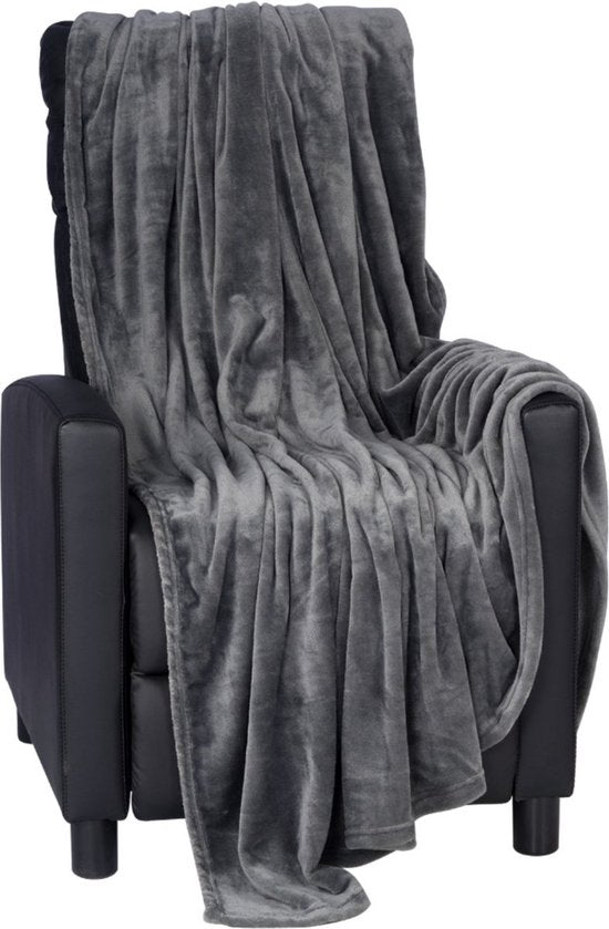 Fleece Deken - Deluxe - Grijs - 150x200cm - Voor Bank of Bed - Zacht Plaid