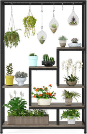 Plantenstandaard met 5 lagen - Plantenrek voor Binnen - 180cm - Plantenladder - Grijs