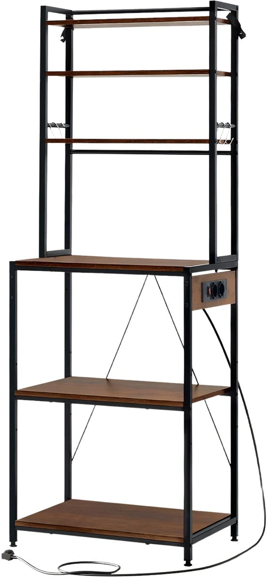 Opbergkast - Keuken orginazer - Wandkast – Voor keuken / woonkamer – Met stopcontact – Rustic brown - Maat L