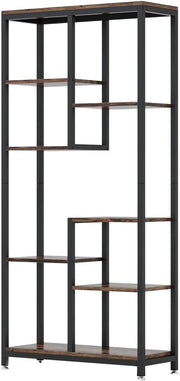 Boekenkast Quinoro - 8 Lagen - Boekenrek Opbergrek - Stellingkast Metaal - Geschikt voor Woonkamer, Kantoor of Slaapkamer - Bruin - 30 cm (D) × 100 cm (B) × 200 cm (H)