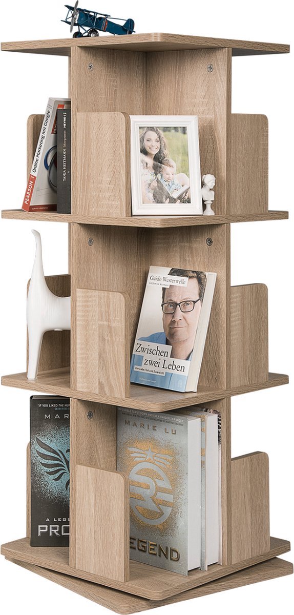 Bolt Edge Draaibare Boekenkast - Modern - Oak - Hout - 3 lagen - 39x39x97cm