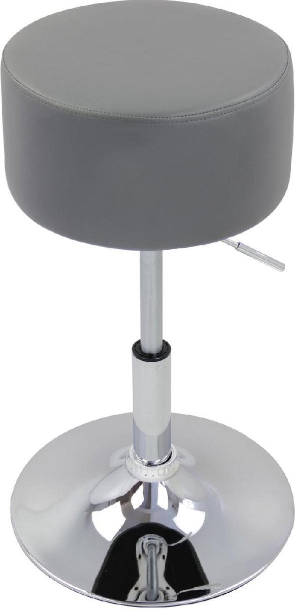 Ronde Barkruk - Grijs - Ergonomisch - Met rugleuning - Verstelbaar - Zithoogte 52-67cm - Set van 1
