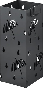 Happyment Ronde Paraplubak Jiva - Parapluhouder metaal - Verwijderbare wateropvangbak - Met haak - Antraciet - Metaal - 49 x 20 x 20 cm