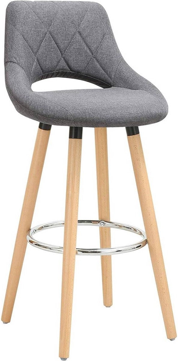 Barkruk - Industrial Design - Donkergrijs - Stoffen Barstoel met Rugleuning - Set van 1 - Keukenstoel