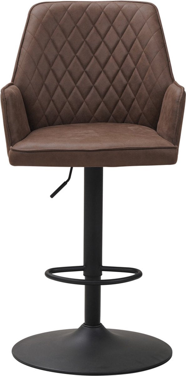 Barkruk Yudi - Met rugleuning en armleuning - Taupe - Modern Design - Voetsteun - Voor Keuken en Bar - Set van 1 - Microvezel