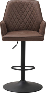 Barkruk Yudi - Met rugleuning en armleuning - Taupe - Modern Design - Voetsteun - Voor Keuken en Bar - Set van 1 - Microvezel