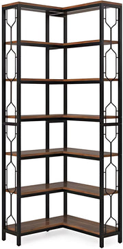 Boekenkast Diviano - Met 7 Lagen - Hoekkast - Bruin - Hoekrek - Voor Woonkamer, Slaapkamer of Kantoor