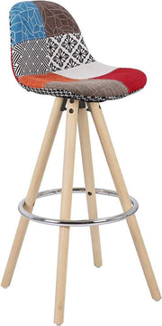 Hoge Barkruk Color - Zithoogte 75cm - Set van 1 - Keuken - Barstoelen - Met rugleuning - Linnen - Zwart frame