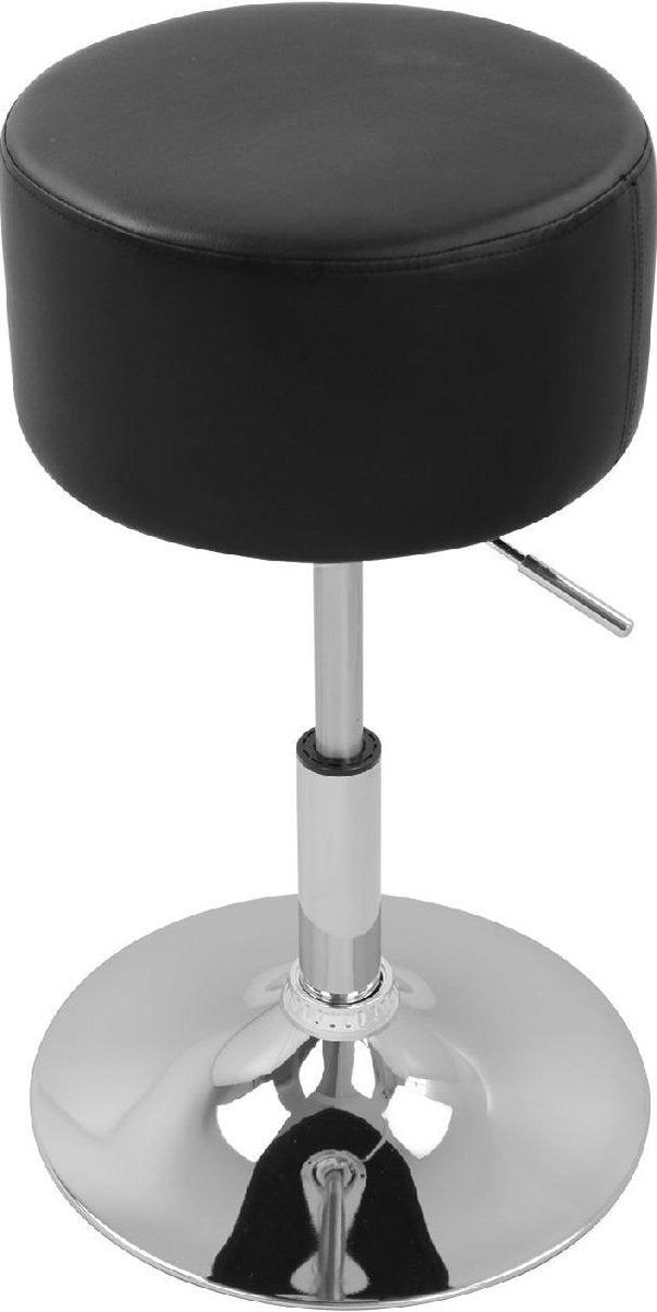Ronde Barkruk Berino - Met rugleuning - Ergonomische barstoel - Zwart - Set van 1 - Keuken en bar - In hoogte verstelbaar - Zithoogte 52-67cm