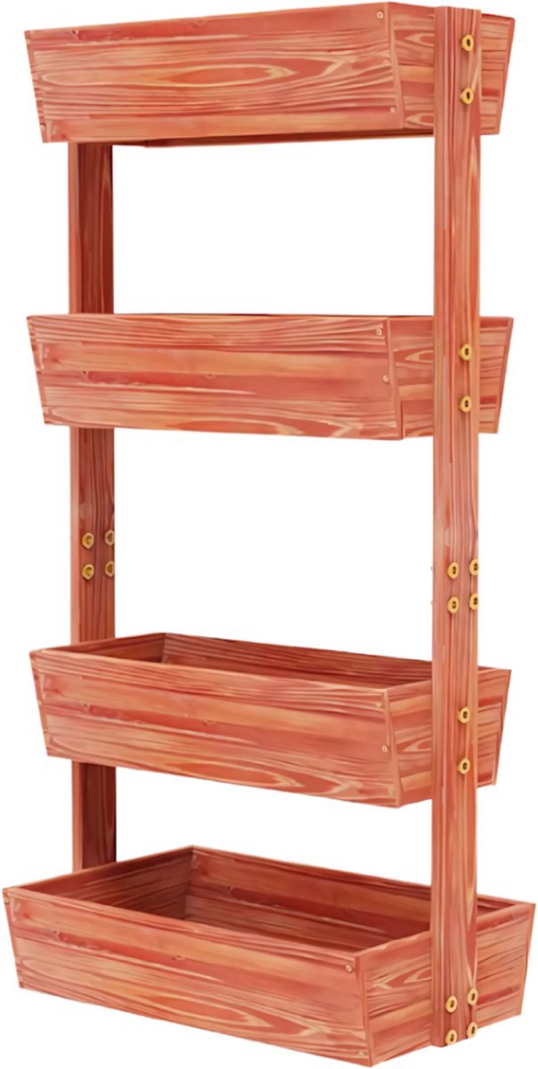Tuinbed Tavien voor binnen en buiten - 4 lagen - Houten moestuin - Plantenbak - Tuibak voor bloemen - Tuinieren - 140x65cm