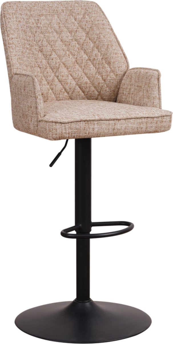 Barkruk deluxe met rugleuning en armleuning - Wit - Modern Design - Voetsteun - Voor Keuken en Bar - Set van 1 - Chenille