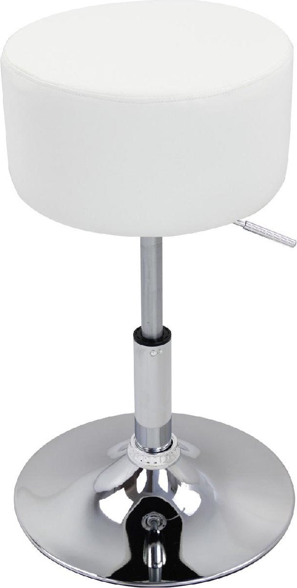 Ronde Barkruk Zizi - Met rugleuning - Ergonomische barstoel - Wit - Set van 1 - Keuken en bar - In hoogte verstelbaar - Zithoogte 52-67cm