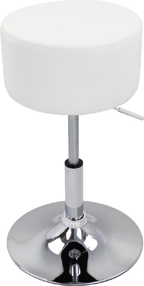 Ronde Barkruk Zizi - Met rugleuning - Ergonomische barstoel - Wit - Set van 1 - Keuken en bar - In hoogte verstelbaar - Zithoogte 52-67cm
