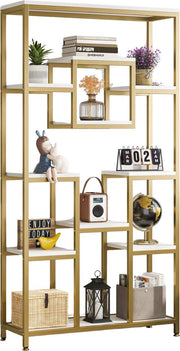 Boekenkast Dubai - Goud - Met 5 Lagen - Marmerlook - Voor Woonkamer, Slaapkamer of Kantoor