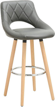 Bolt Edge Barkruk - Industrial - Grijs - Kunstleer - Met rugleuning - Set van 1