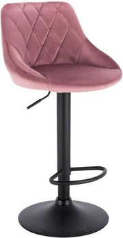 Barkruk - Roze Velvet - Ergonomisch - Verstelbaar - Rugleuning - Zithoogte 60-82cm