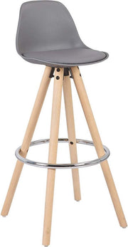 Hoge Barkruk - Grijs - Kunstleer - Zithoogte 75cm - Met rugleuning - Set van 1