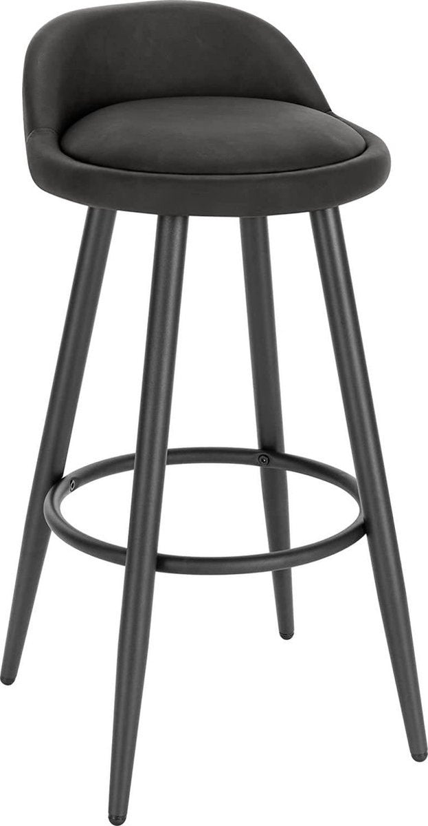 Leren Barkruk - Ergonomisch - Antraciet - Kleine rugleuning - Zithoogte 69cm