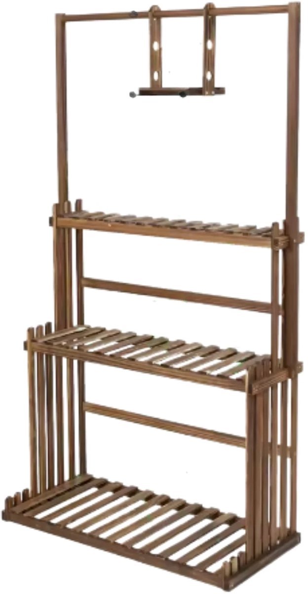 Velano Houten plantenstandaard - 3 lagen - Bloemenrek - Bonsai plantenrek - Voor binnen & buitengebruik