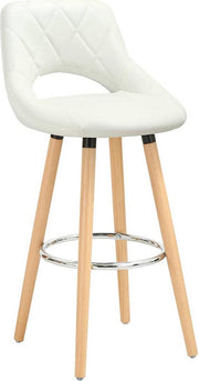 Barkruk Modern Hilton - Industrial - Wit - Barkrukken set van 1 - Barstoel Kruk - Barstoelen met rugleuning - Keukenstoel - Kunstleer