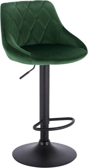 Designer Barkruk - Donkergroen - Velvet - Ergonomisch - Verstelbaar - Set van 1