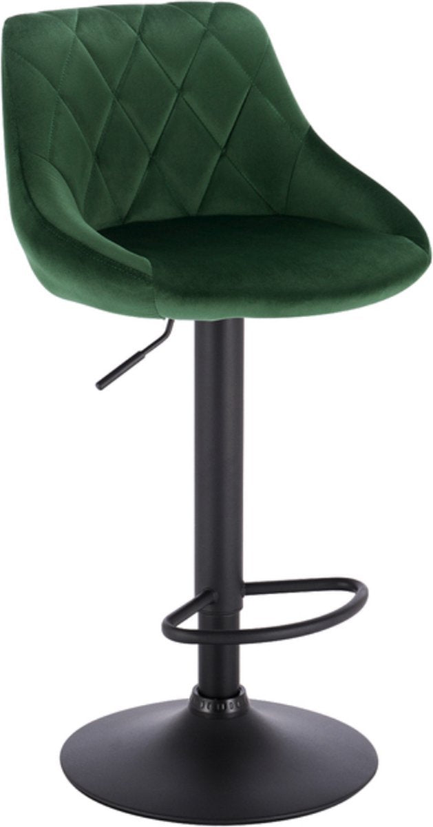 Designer Barkruk - Donkergroen - Velvet - Ergonomisch - Verstelbaar - Set van 1